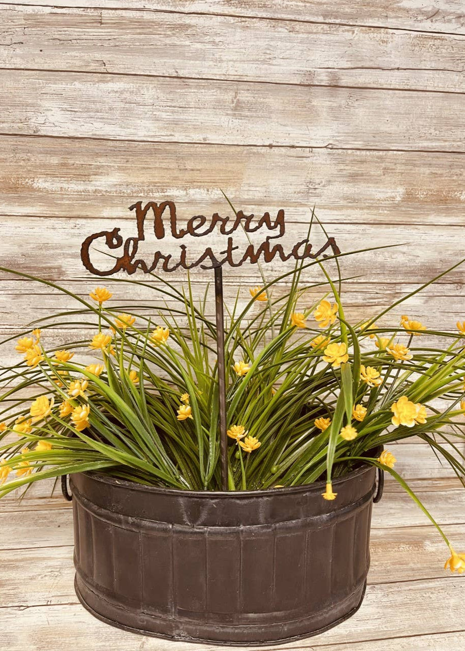 Merry Christmas Garden Rustic Metal Plant Stake