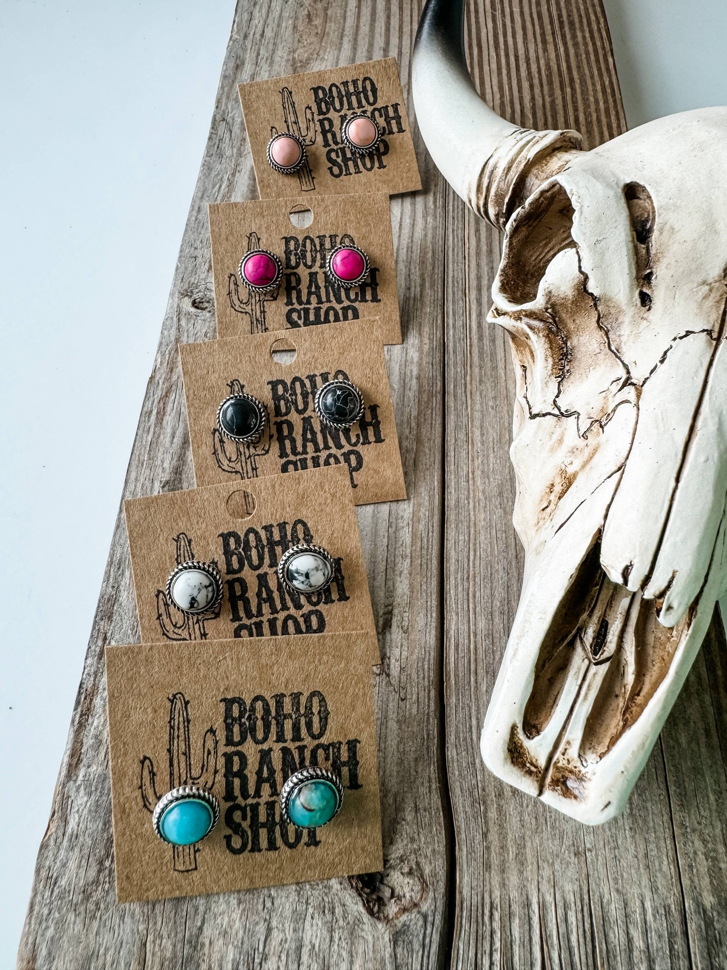 Western Mini Stone Stud Earrings