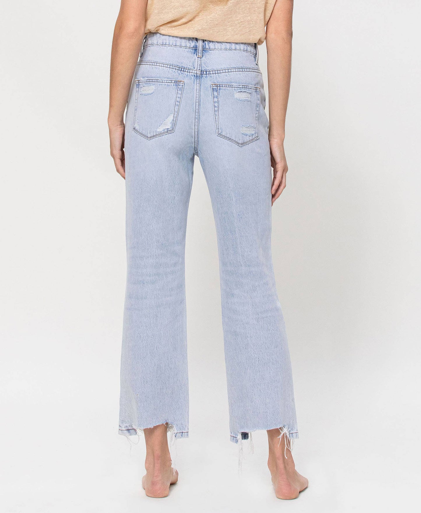 High Rise Vintage Crop Boyfriend Jeans from the back.