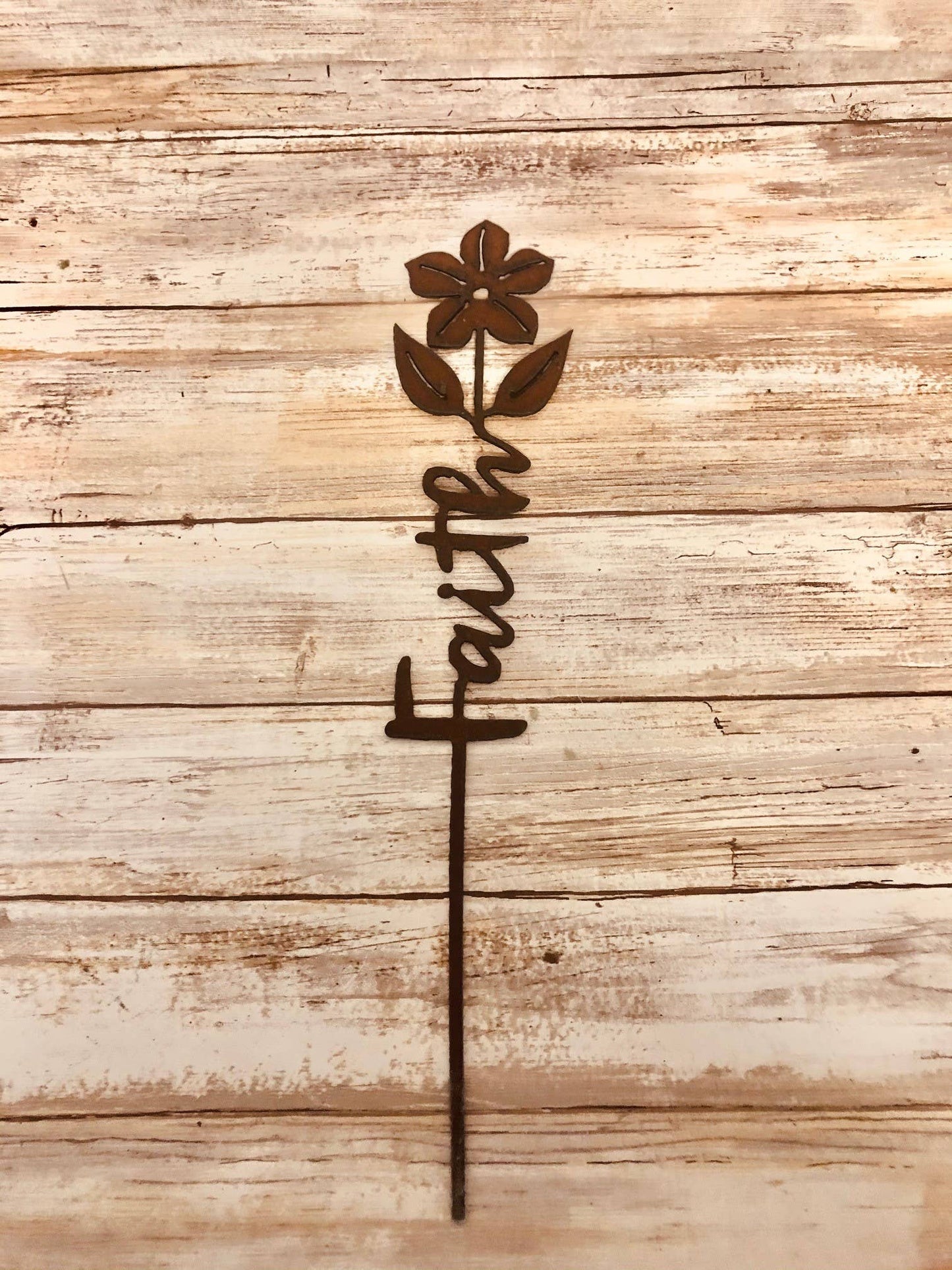 Faith with Flower Vertical inspirational Garden Plant Stake
