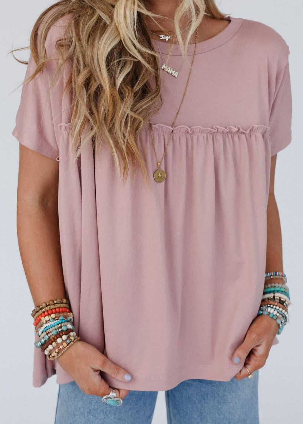 Frilled Short Sleeve Babydoll Tee