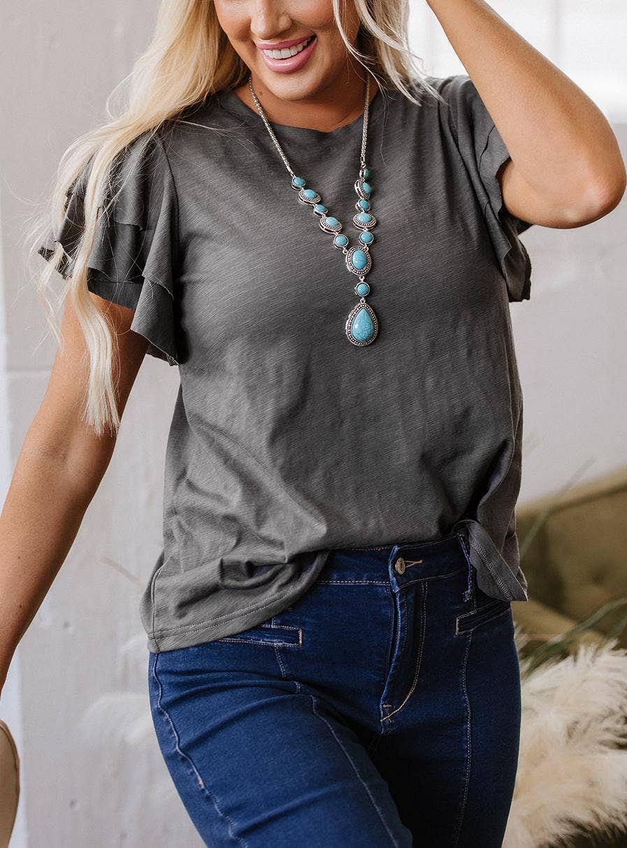 Layered Ruffle Short Sleeve Round Neck Top