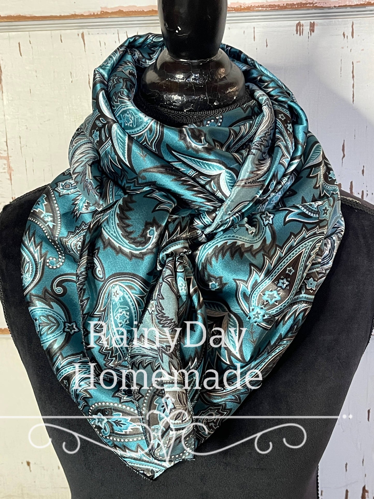 Teal/blue Paisley Wild Rag