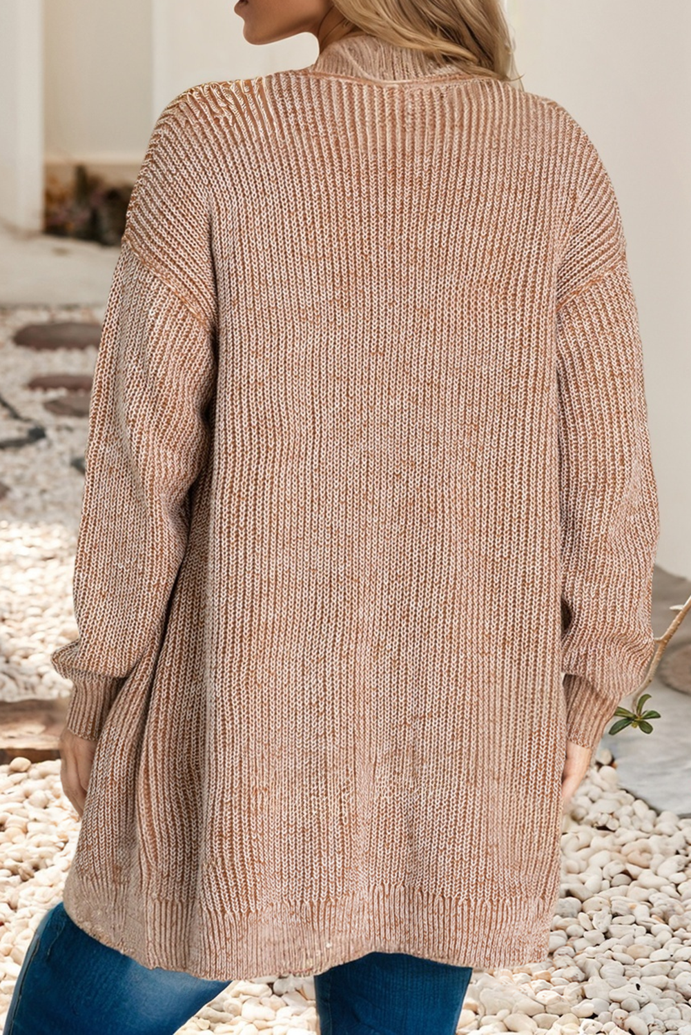 LDC Mocha Solid Open Knit Cardigan