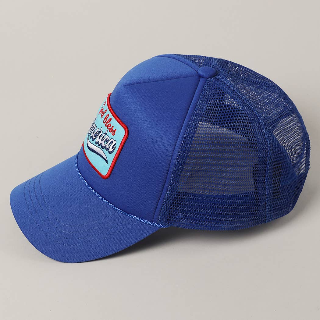 God Bless America Embroidery Patch Foam Hat: COBALT / ONE SIZE