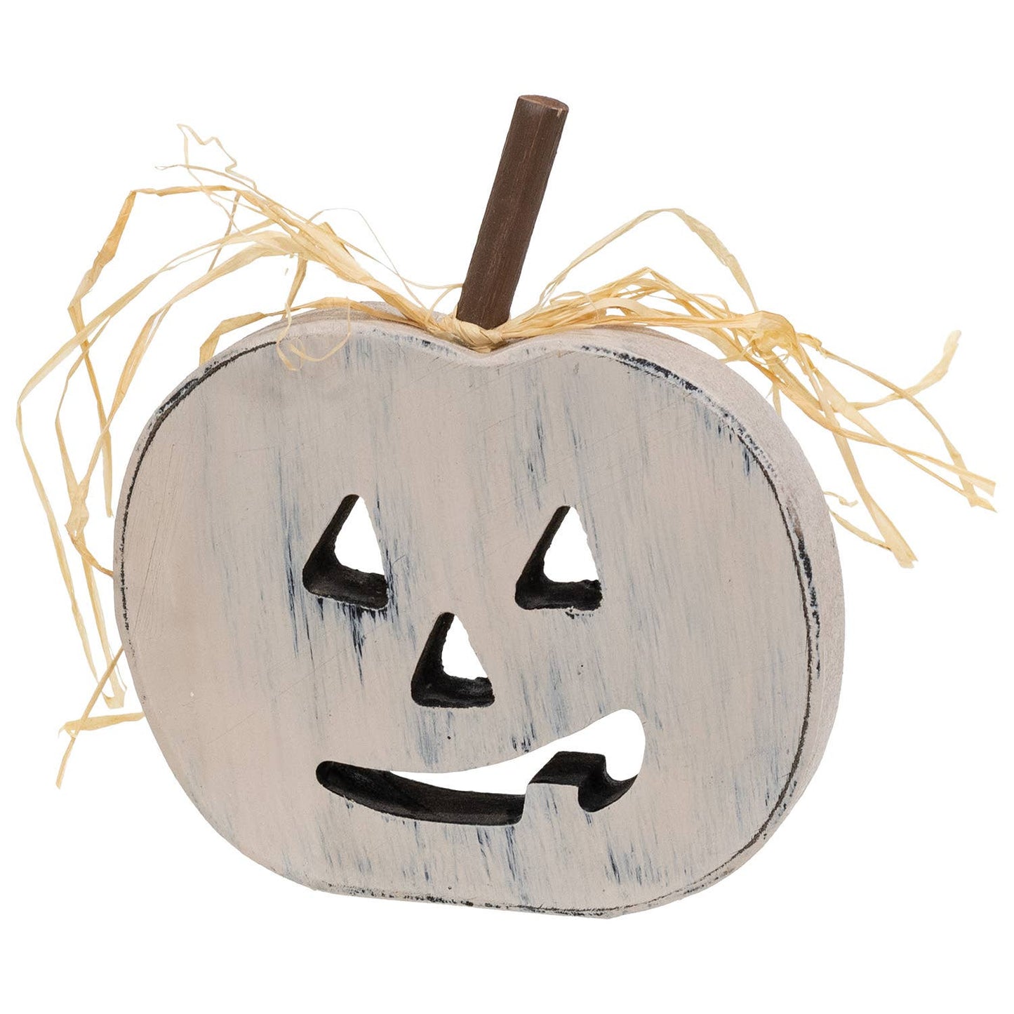 Primitive Distressed Wood Cutout Jack O Lantern Sitter