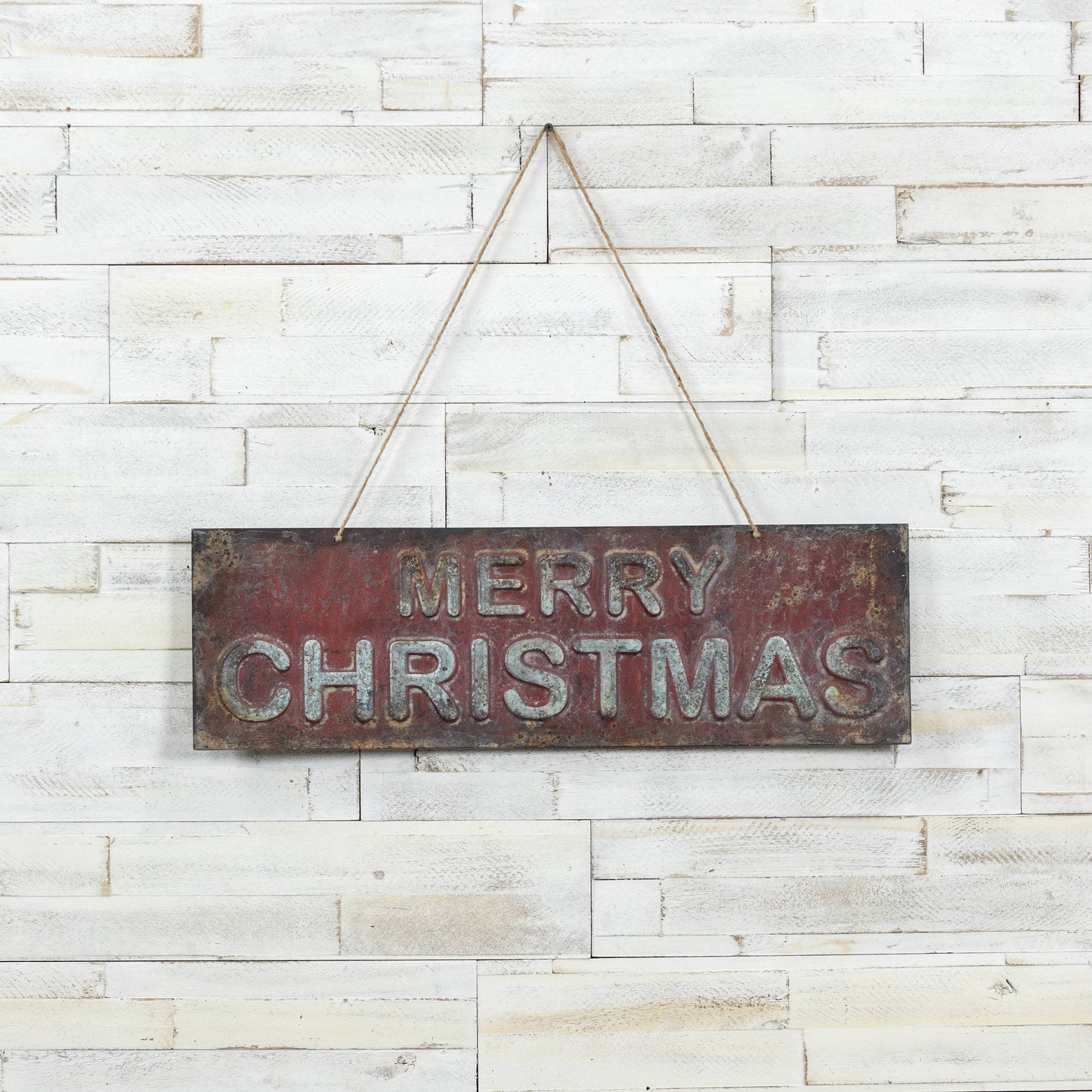 AGED RED MERRY CHRISTMAS SIGN