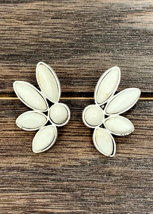White Flower Stud Earrings