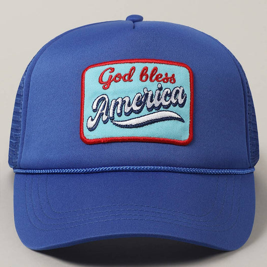 God Bless America Embroidery Patch Foam Hat: COBALT / ONE SIZE