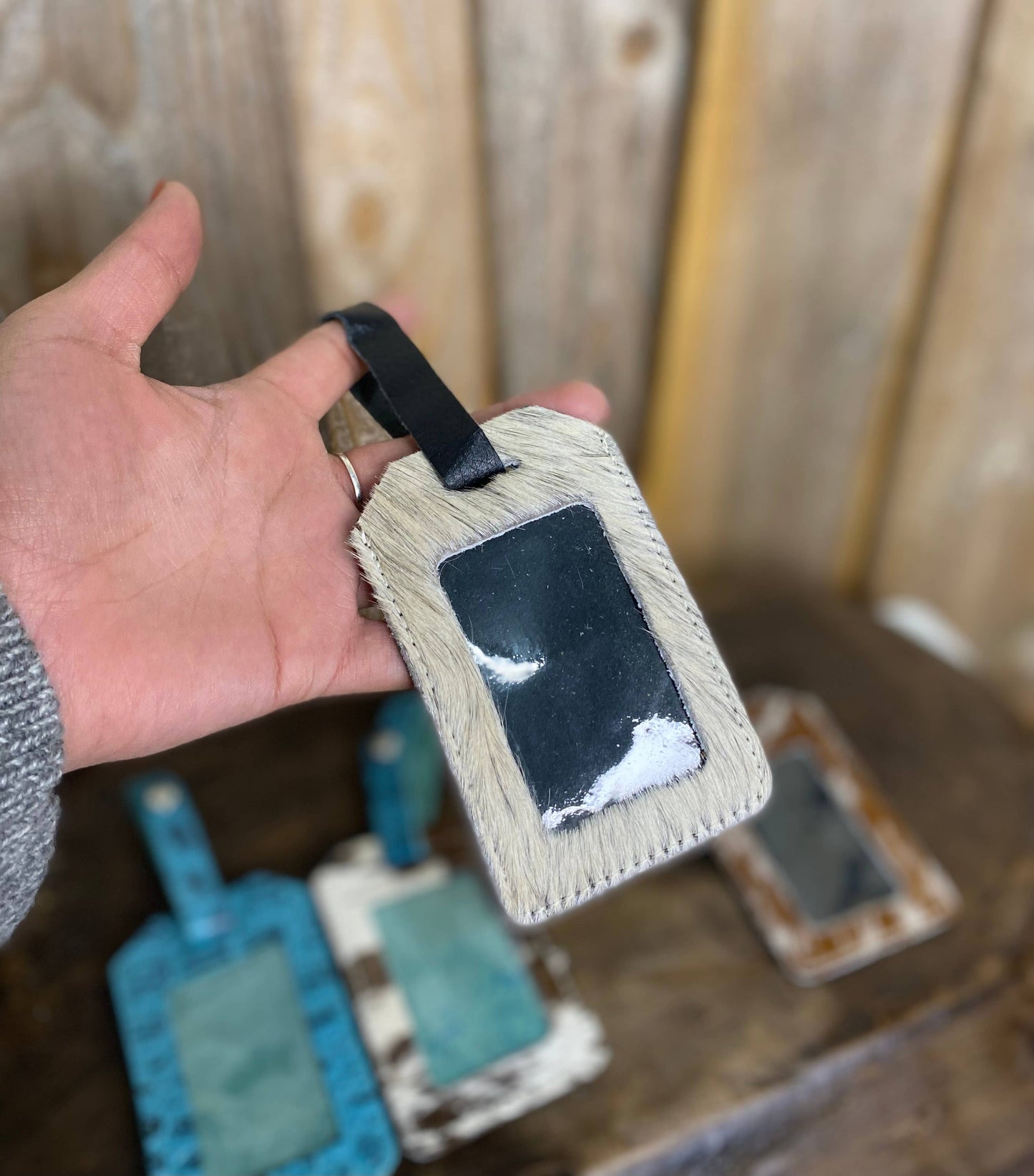 Leather & Cowhide Luggage Tag    