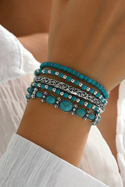 LDC Western Turquoise Beading 5pcs Layered Bracelet