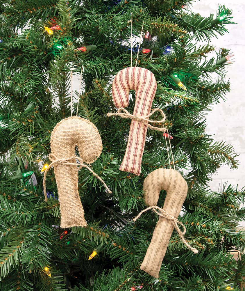 Christmas Stripe Fabric Candy Cane Ornament