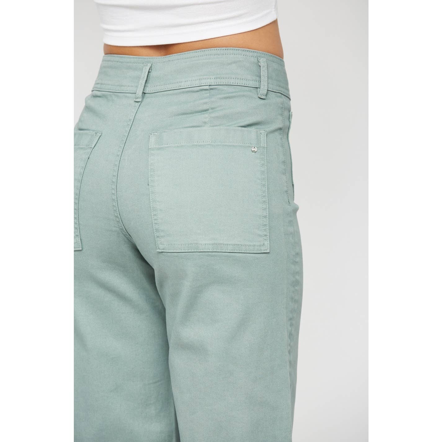 CROPPED WIDE LEG WITH FRONT POCKET: MINT GREEN