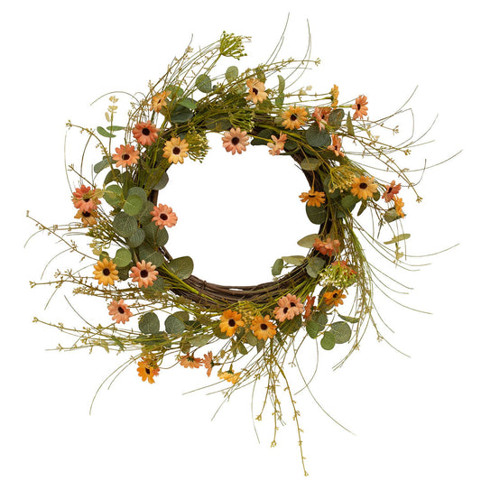 Cottage Blush Daisy & Eucalyptus Wreath