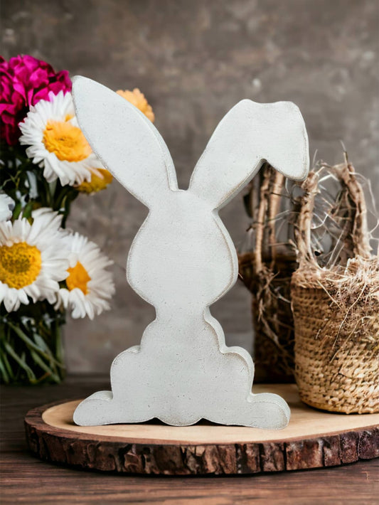 Primitive/Rustic Easter/Spring Wood Bunny - White