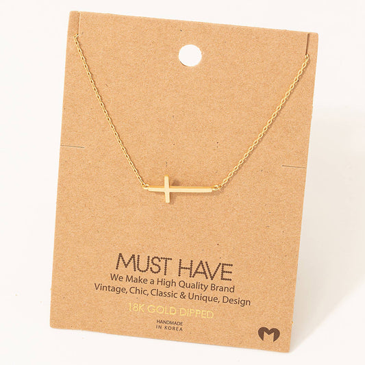 Side Cross Pendant Necklace