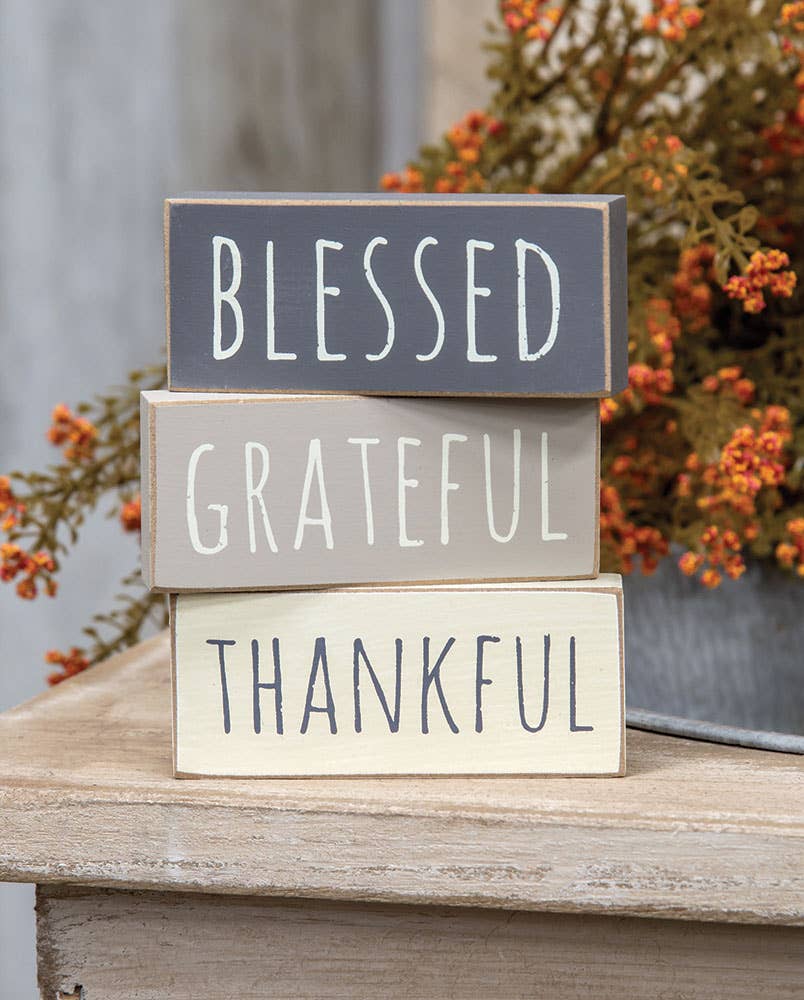 Thankful, Blessed, Grateful Block, 3 Piece Set