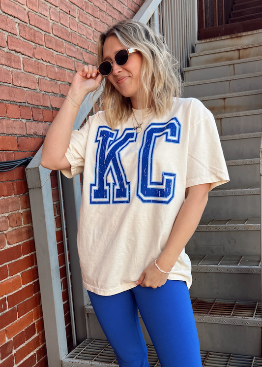 Blue KC Distressed Tee