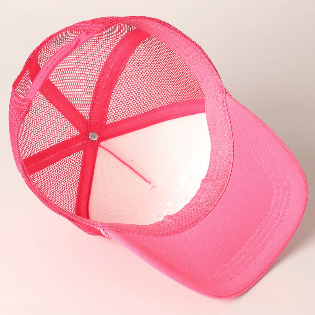 Support Day Drinking Embroidered Trucker Cap: FUCHSIA / One Size