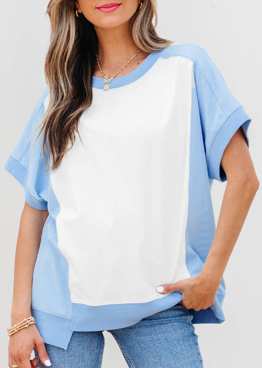 LDC Color Block Exposed Seam Crew Neck T Shirt