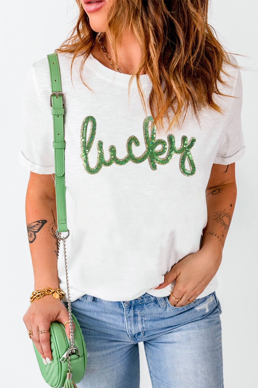 Lucky St.Patricks Day Tee: White