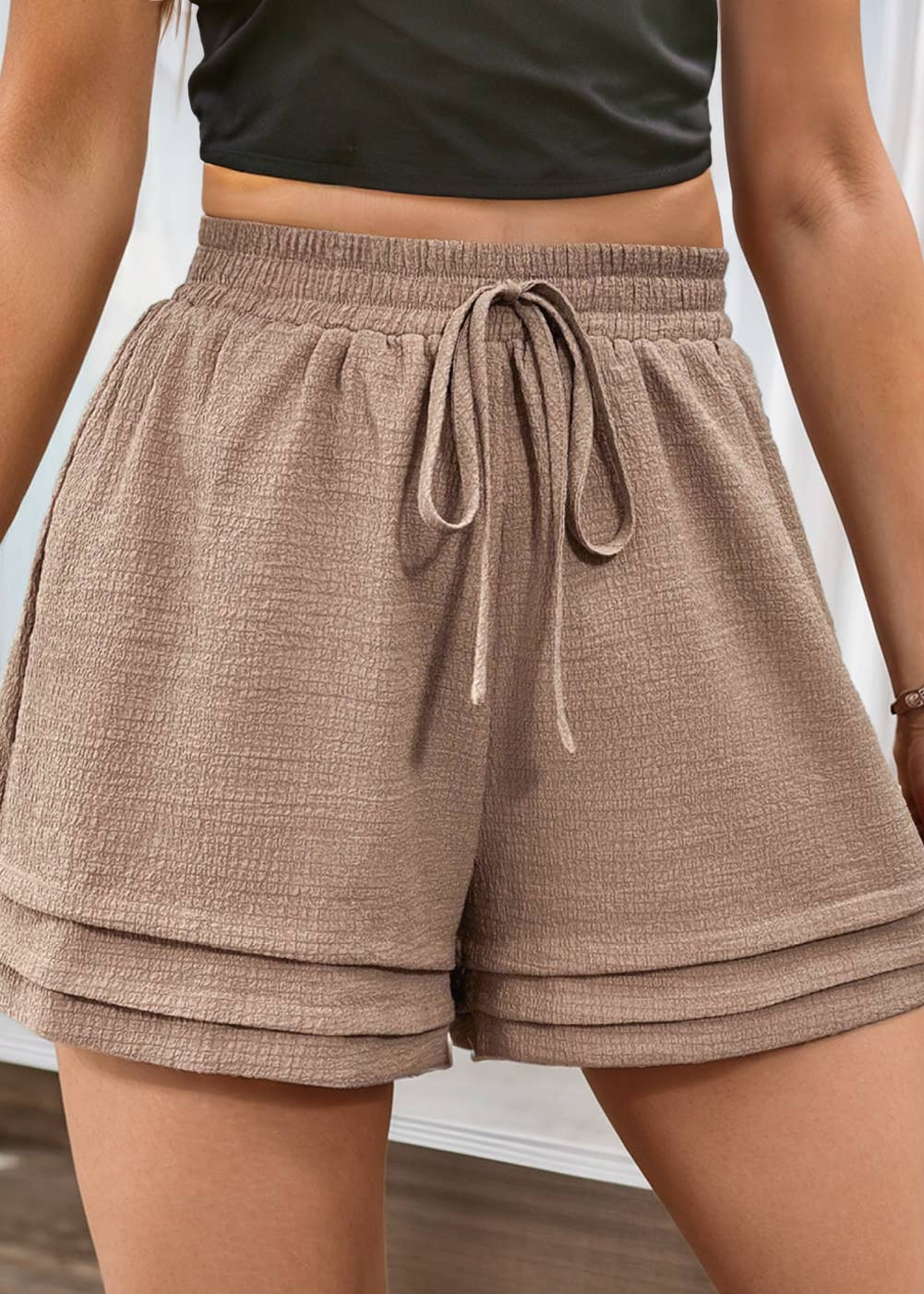 Textured High Waist Shorts