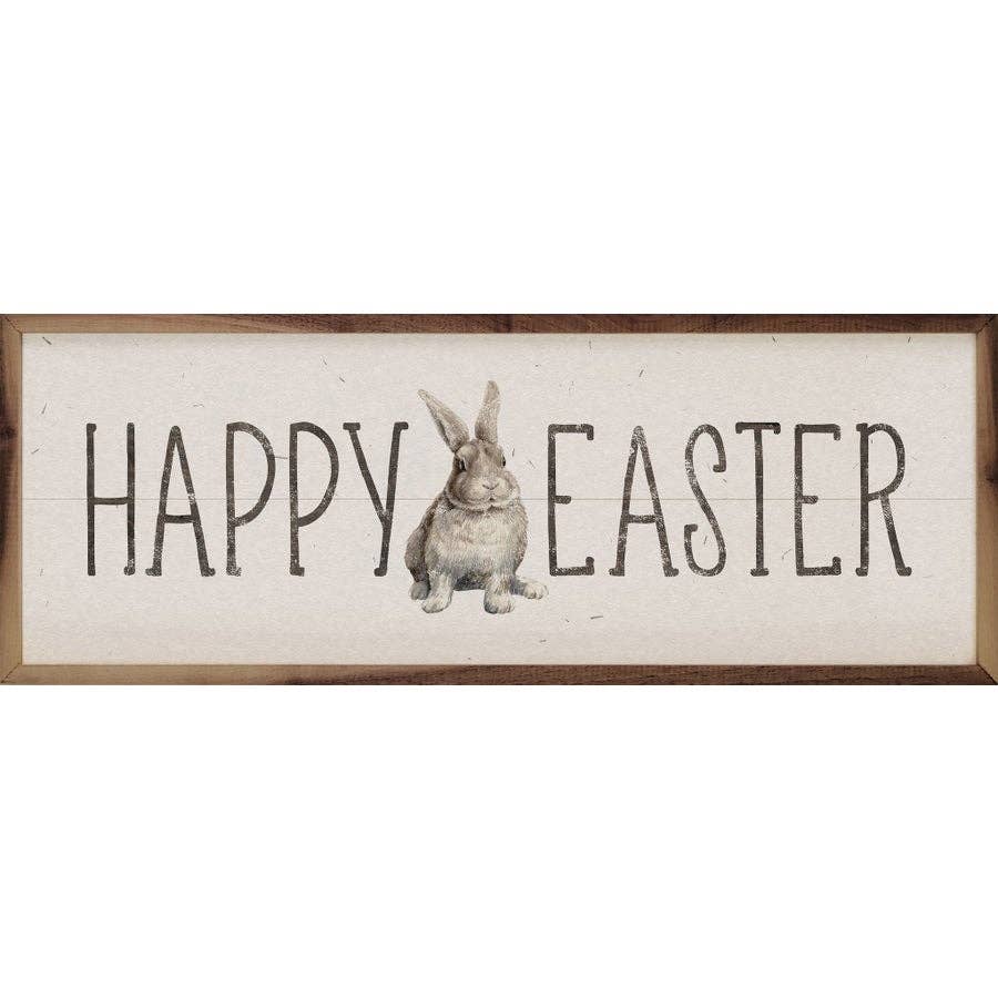 Happy Easter Sitting Bunny White: 12 x 4 x 1.5