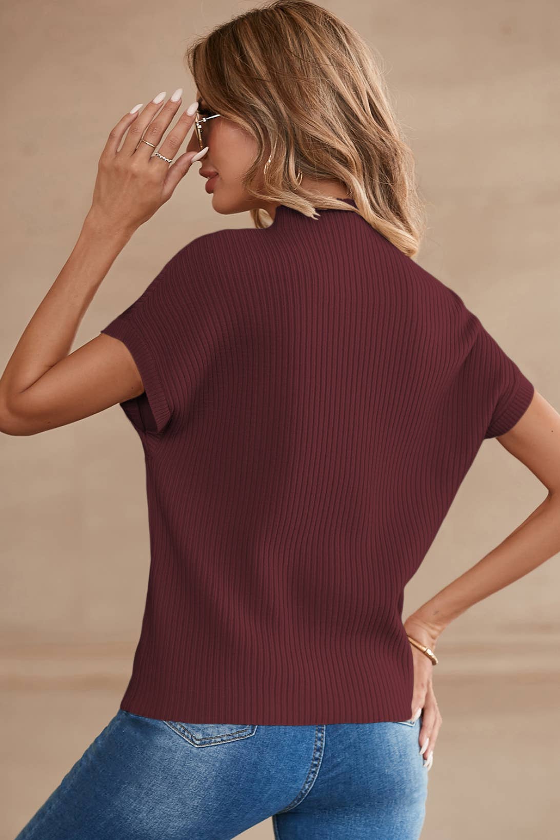 Patch Pocket Ribbed Sweater: Mineral Red