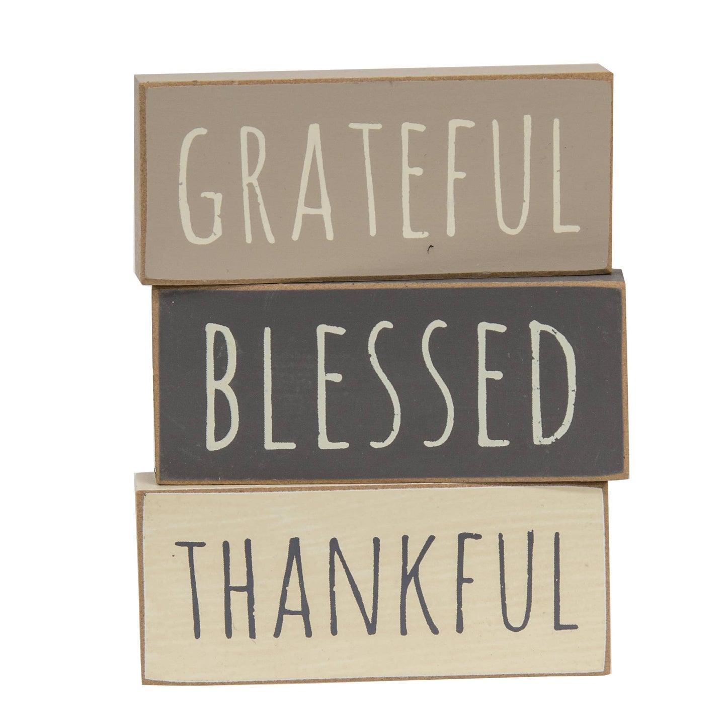 Thankful, Blessed, Grateful Block, 3 Piece Set