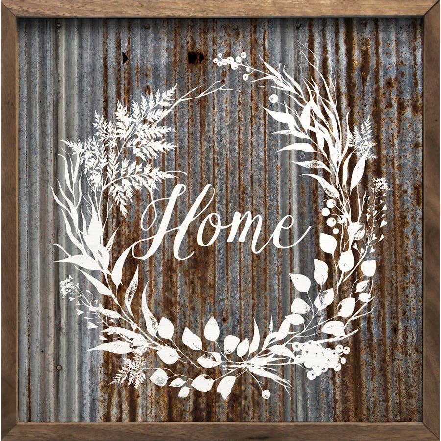 Tin Home Wreath: 8 x 8 x 1.5