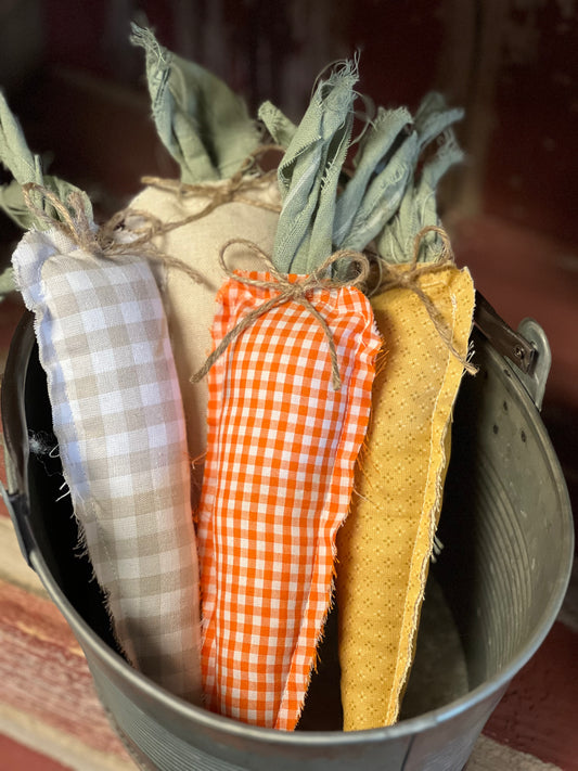 Rustic Fabric Carrots Set of 4