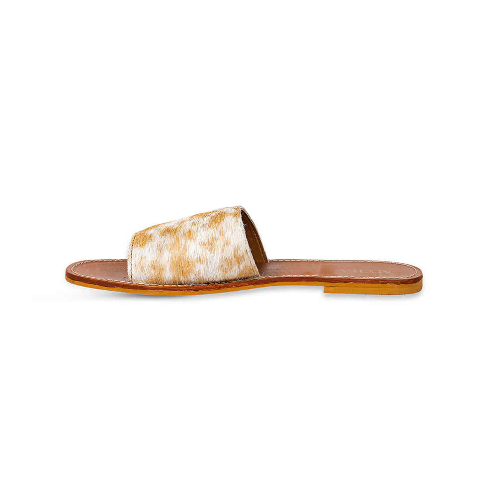 Kemma Hair-On Hide Sandals - Tan and White