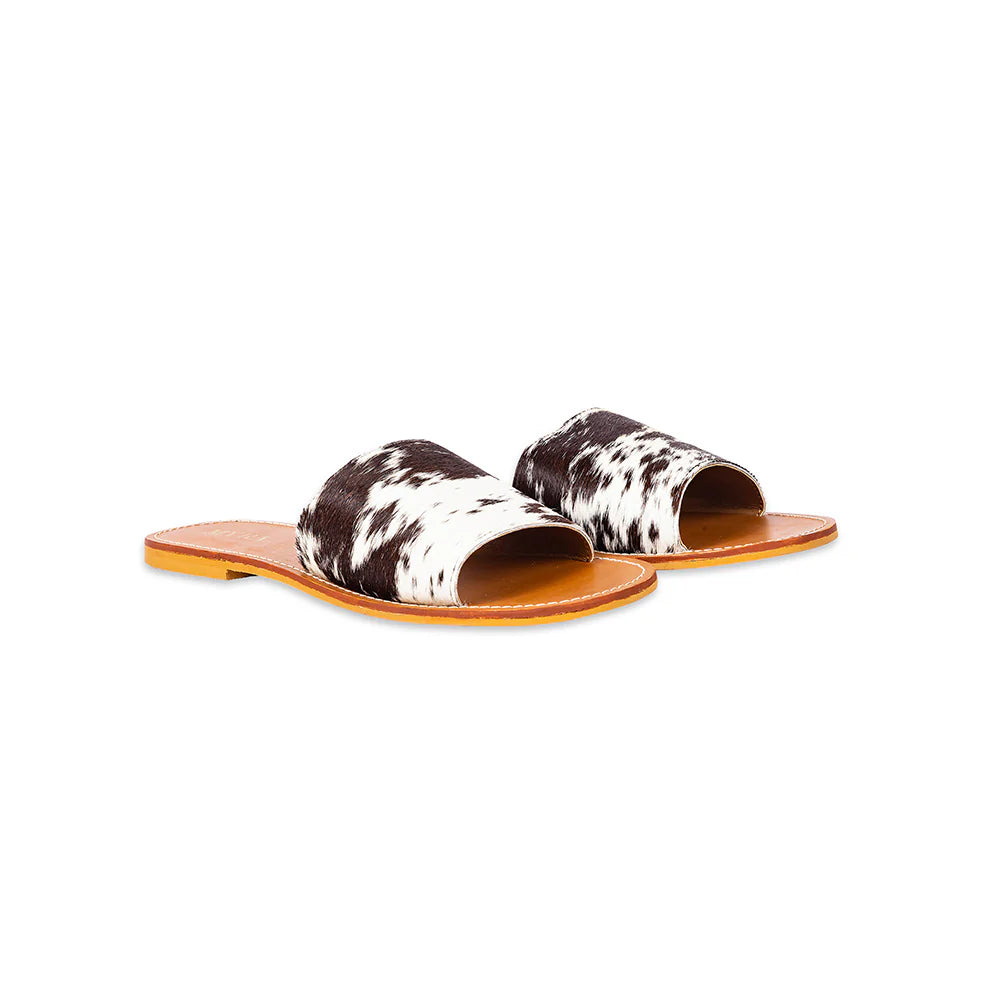 Kemma Hair-On Hide Sandals - Black and White