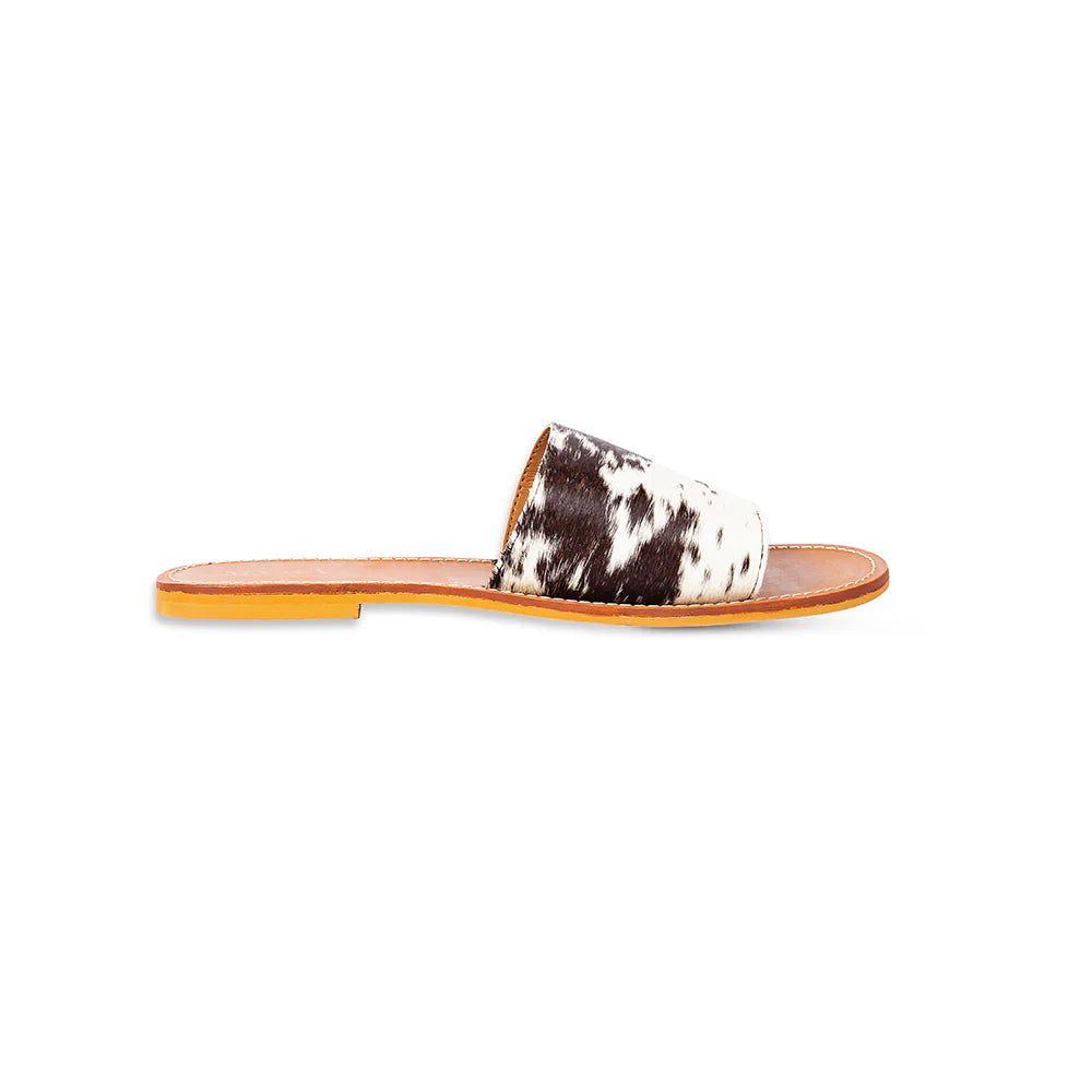 Kemma Hair-On Hide Sandals - Black and White