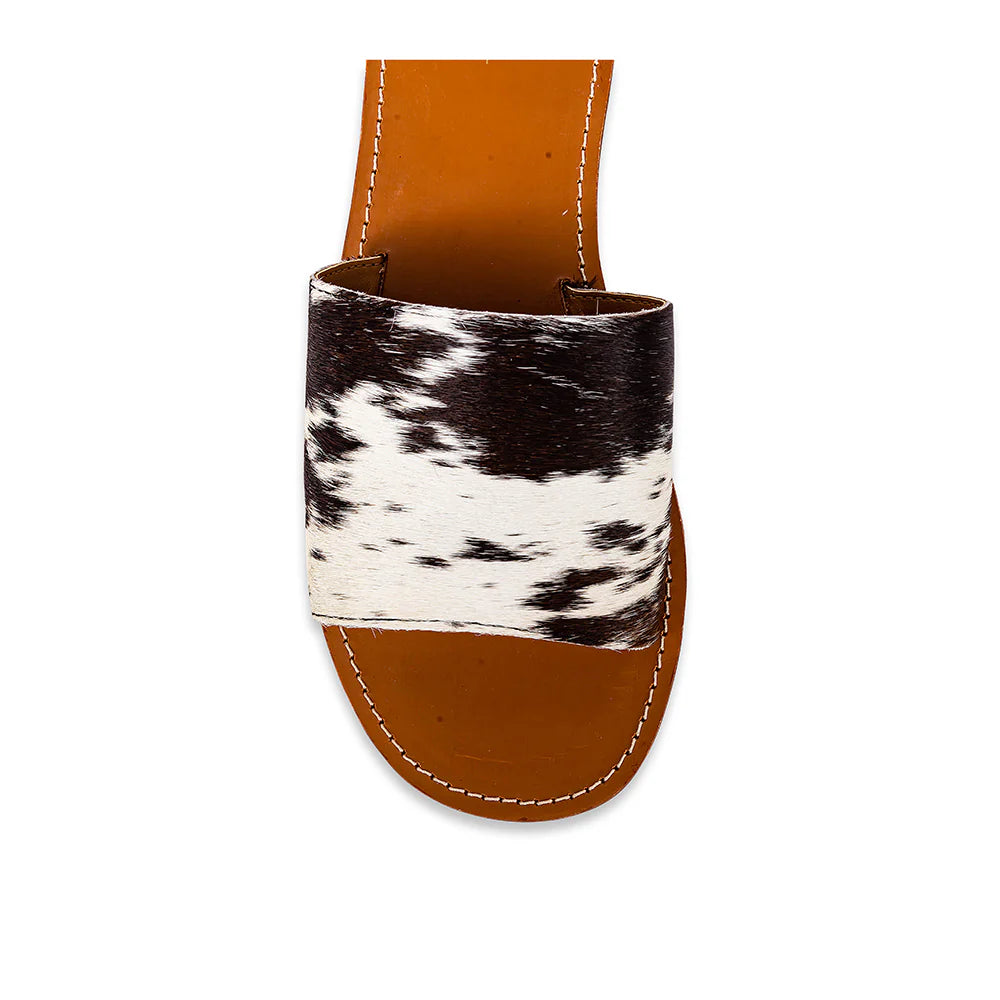 Kemma Hair-On Hide Sandals - Black and White