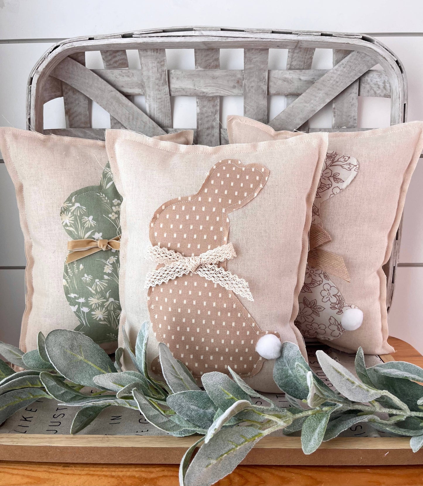 Farmhouse Easter Bunny Pillow-Floral-3 Pack: 1 Sitting/2 Laying