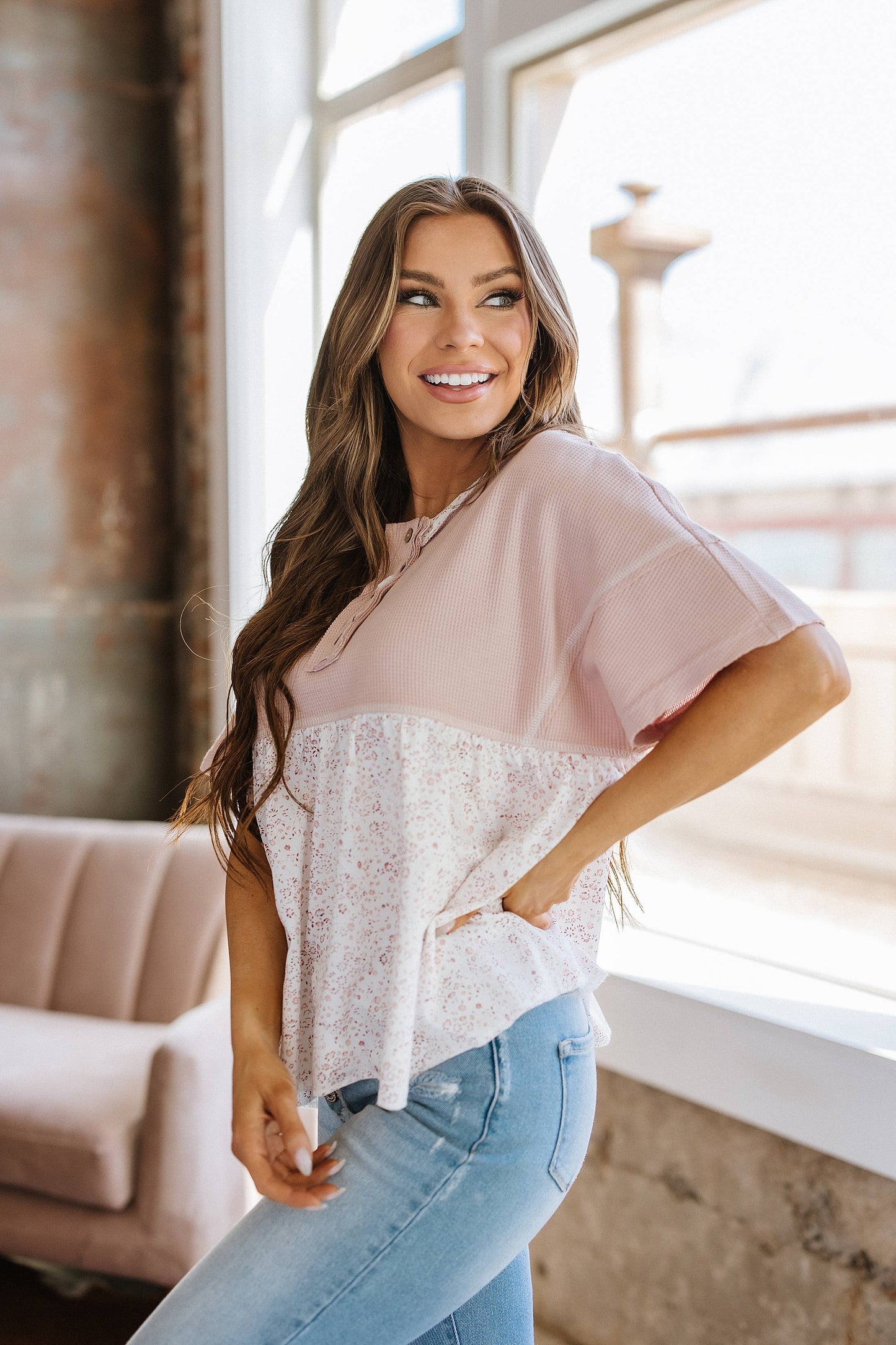 Khari Floral Patchwork Detail Top