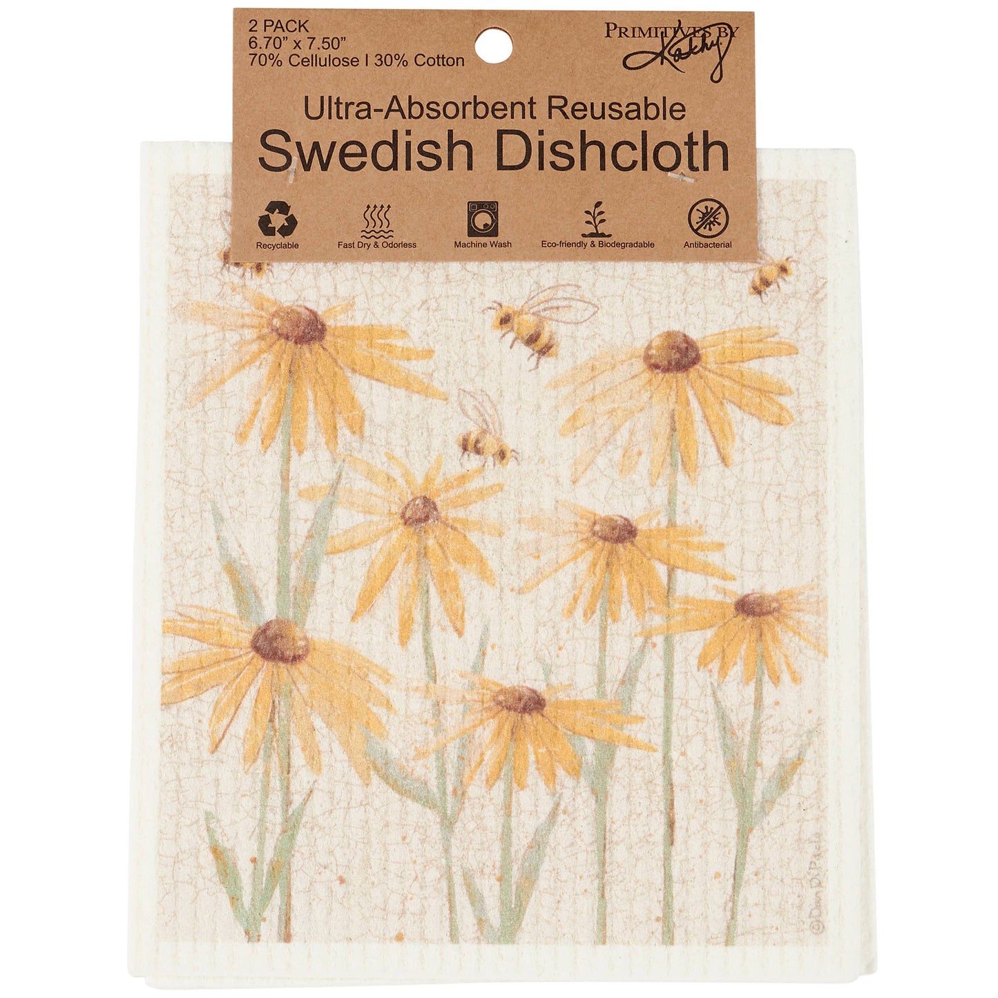 Rustic Floral Swedish Dishcloth Set