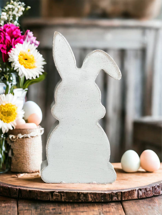 Primitive/Rustic Wood Easter/Spring Bunny - White