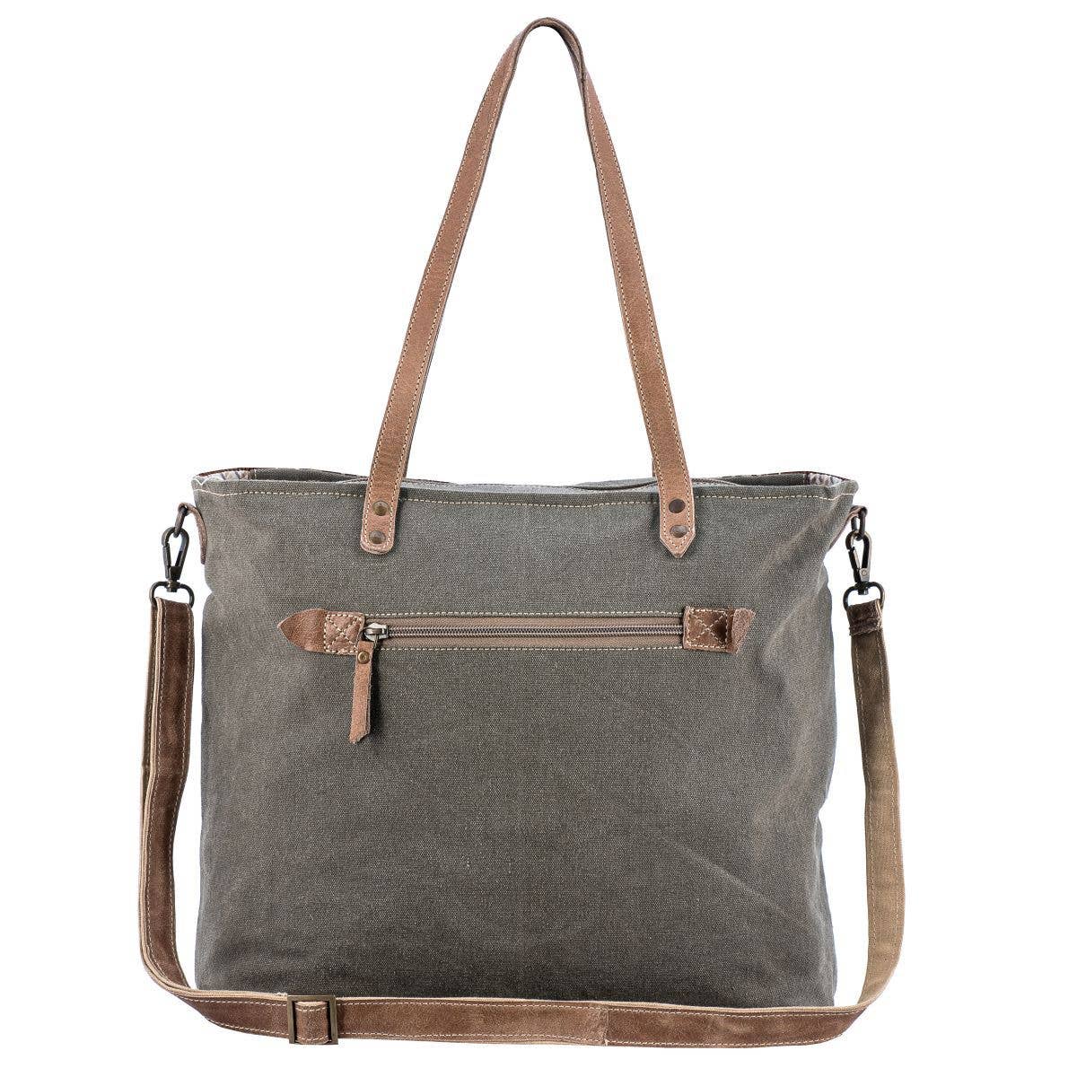 Canvas Leather & Cowhide Printed Women's Tote - Sand