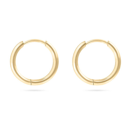 18K Gold PVD Stainless Steel Classic Hoop Huggie Earrings /Gold