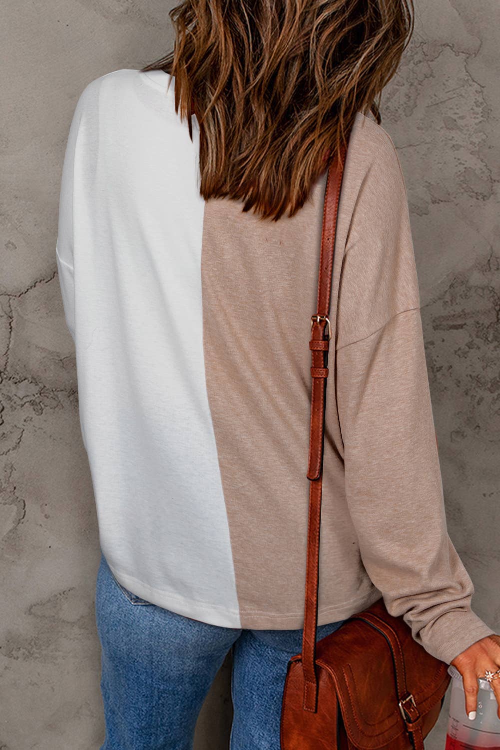 Colorblock Long Sleeve Top: Khaki