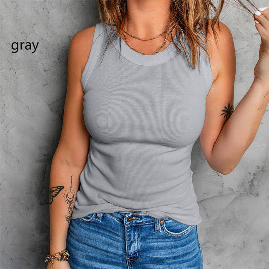 Sleeveless Basic Cami Tank Tops: Grey