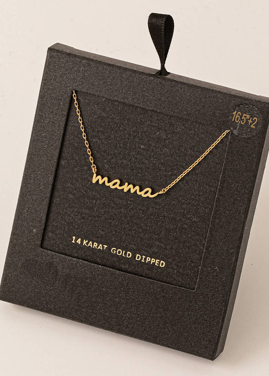 Secret Box Gold Dipped Dainty Mama Pendant Necklace