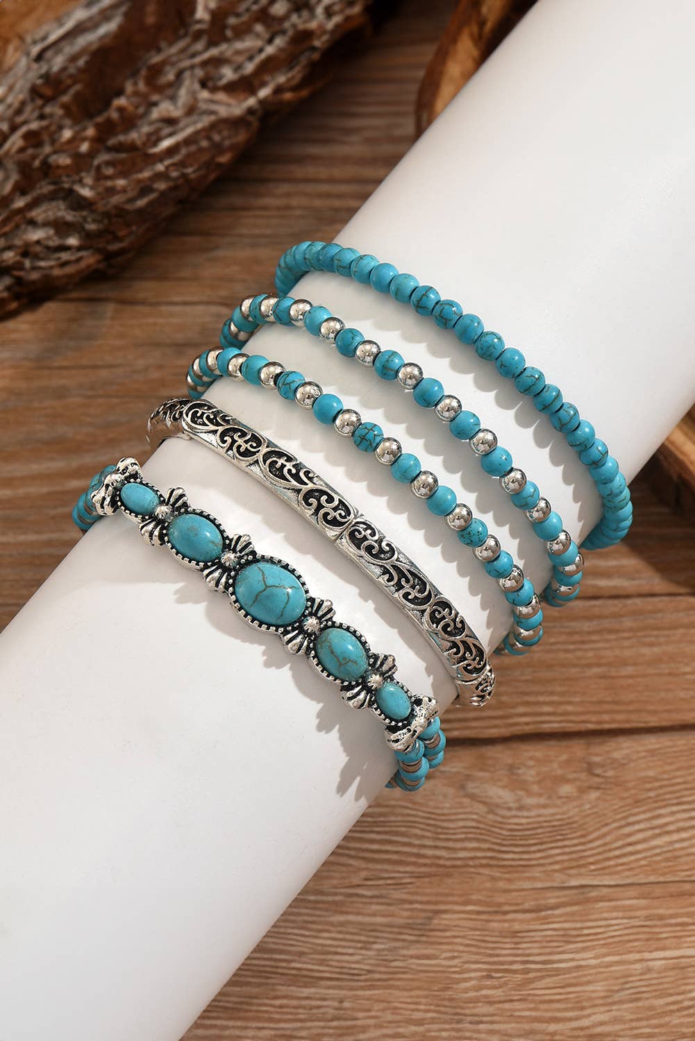 LDC Western Turquoise Beading 5pcs Layered Bracelet