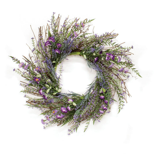 Lilac & Lavender Blossoms Twig Wreath